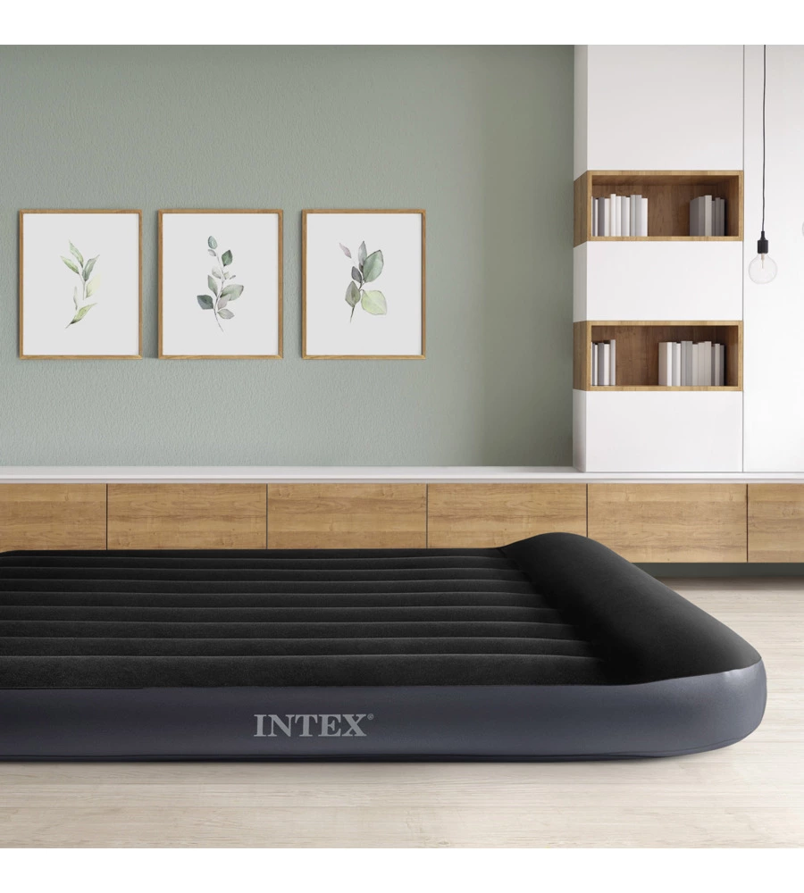 MATERASSO AD UNA PIAZZA E MEZZA GONFIABILE INTEX "AIRBED DURA-BEAM PILLOW REST CLASSIC" COLORE BLU SCURO, 137X191X25 CM - COD. 64142
